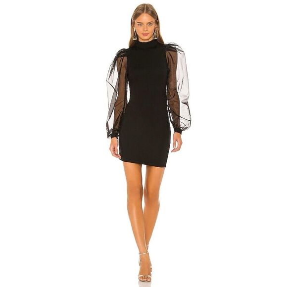 NBD Revolve Bao Puff Sleeve Dress in Black Size Medium - Picture 1 of 10